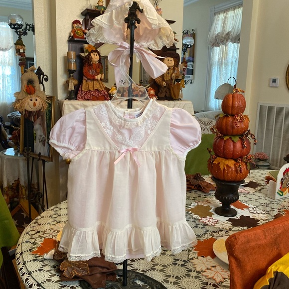 Nana’s Pet Vintage Toddler girls Pinafore Dress with matching Bonnet size 2 - Picture 7 of 16